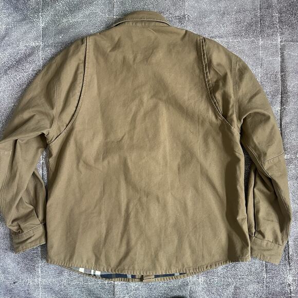 Men's Carhartt Weathered Canvas Brown Button Up Flannel Lined Shirt Jacket Sz L - Picture 4 of 4